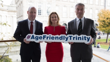 Minister Jim Daly, Sabina Brennan, Chair AFT and Patrick Prendergast (Provost, Trinity College) a